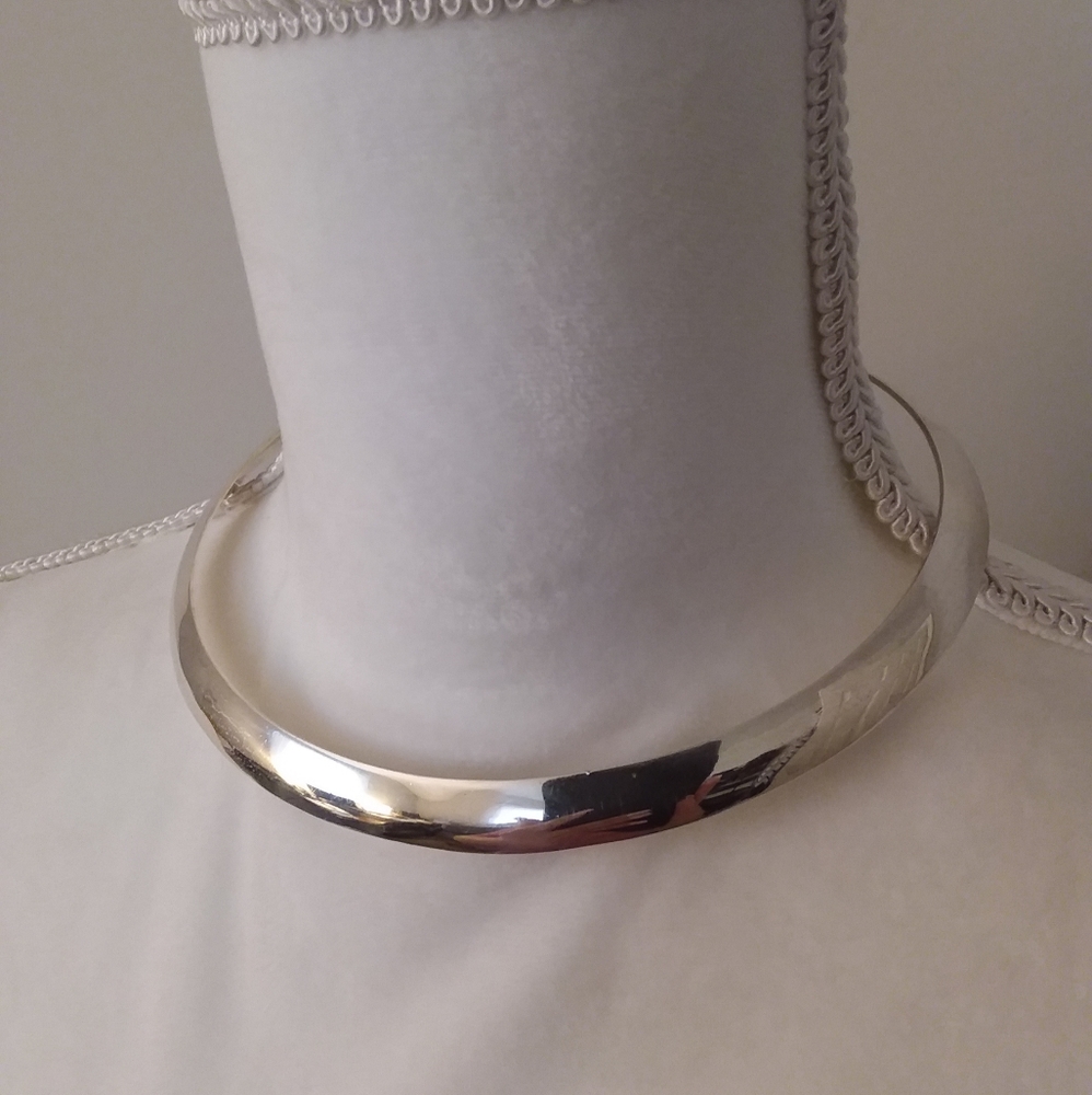 SOLD Sterling Silver 14.5" Choker Cuff Necklace - Picture 2 of 6